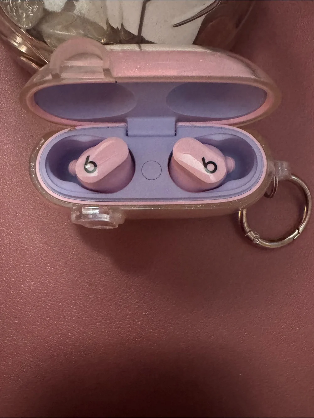 Beats by Dre Pink Glitter Protective Earbud Case with Keyring